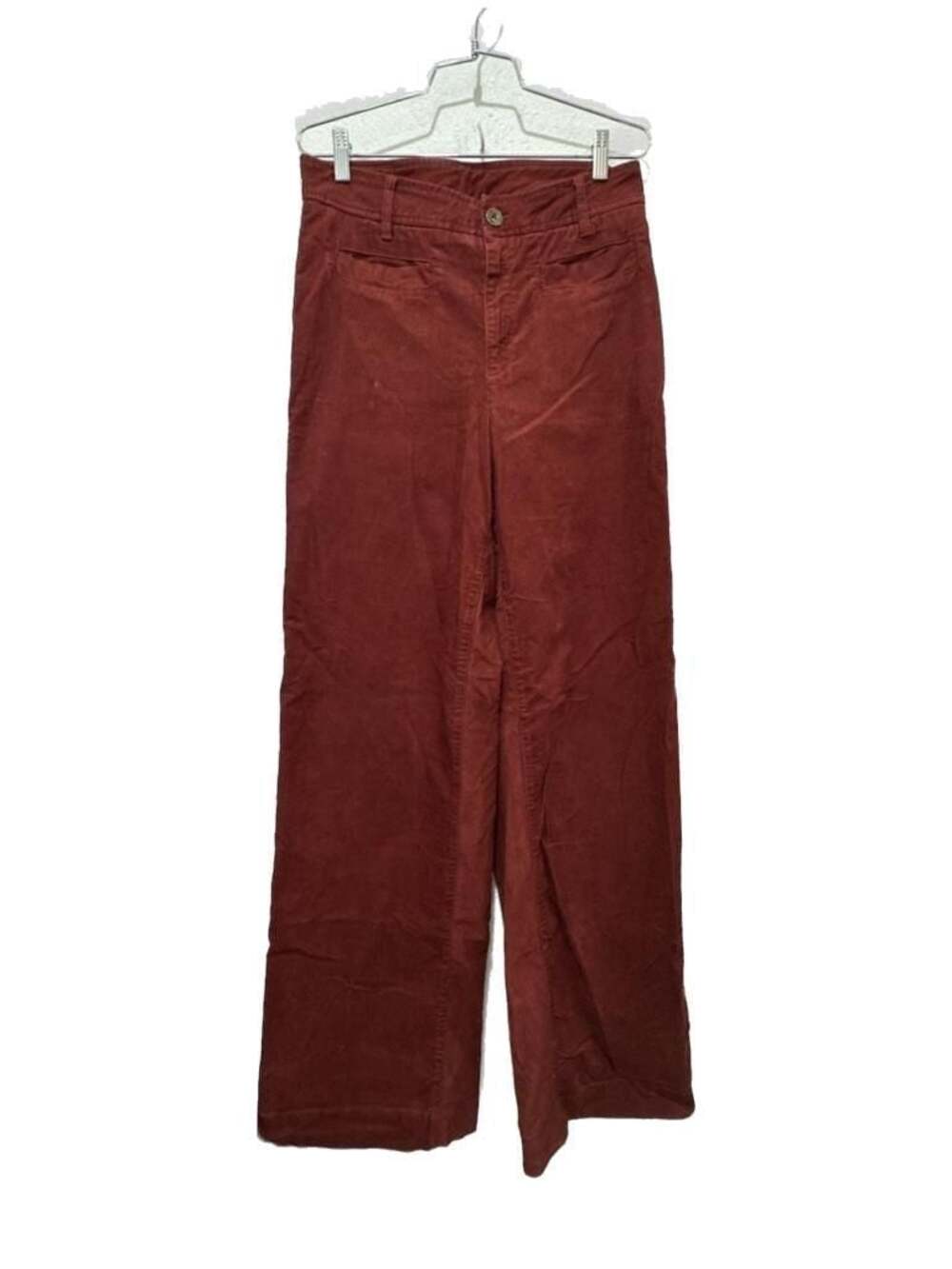 Ato Berlin 'Lacy' 70s Retro 12" Wide-Leg Corduroy Pants in Rust
